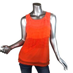 Worthington Petite Medium Orange Blouse Layered Ruffle Sleeveless Top New